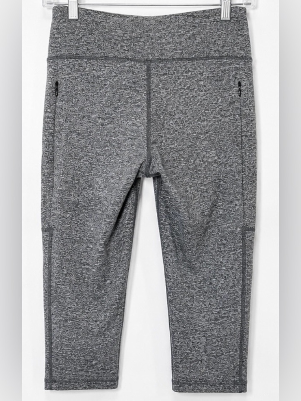 J.Jill Fit Gray Heather Petite Capri Leggings Small Zip Pocket Athleisure